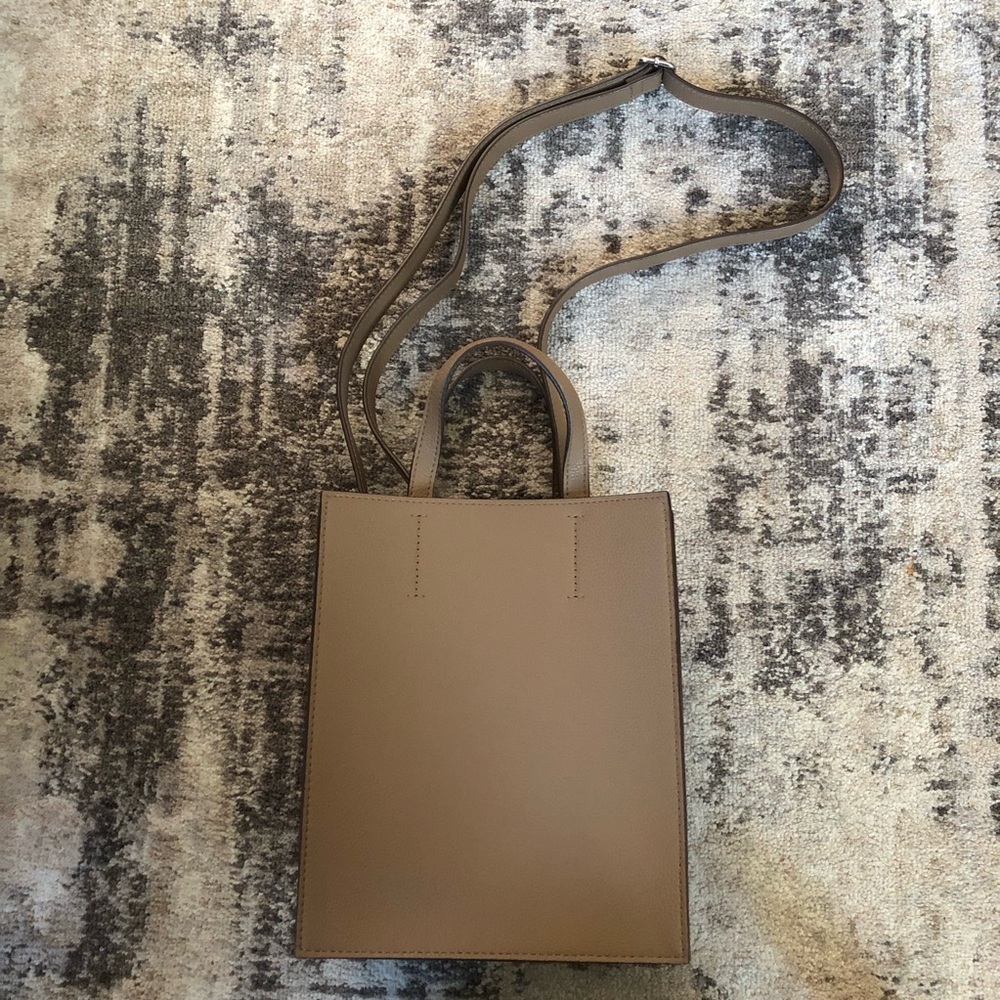 Uniqlo Brown Minimalist Leather Tote Shoulder Bag